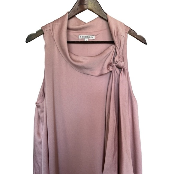 NWT Bobbie Bee Sleeveless Trapeze Dress Size 16 Blush Rose Cowl Neck Short Dress - Picture 8 of 12